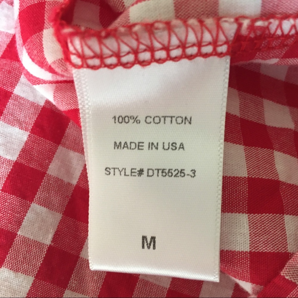 a'gaci Red Gingham Cotton Off-the-Shoulder Top - Picture 6 of 6